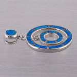 Double Circle Ocean Blue Fire Opal Jewelry for Women Pendant