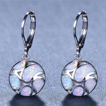 Fire Opal Long Dangle Earrings For Women Cute Round Geometric