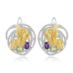 Peridot & Amethyst Gemstones 925 Sterling Silver EarringsEarrings