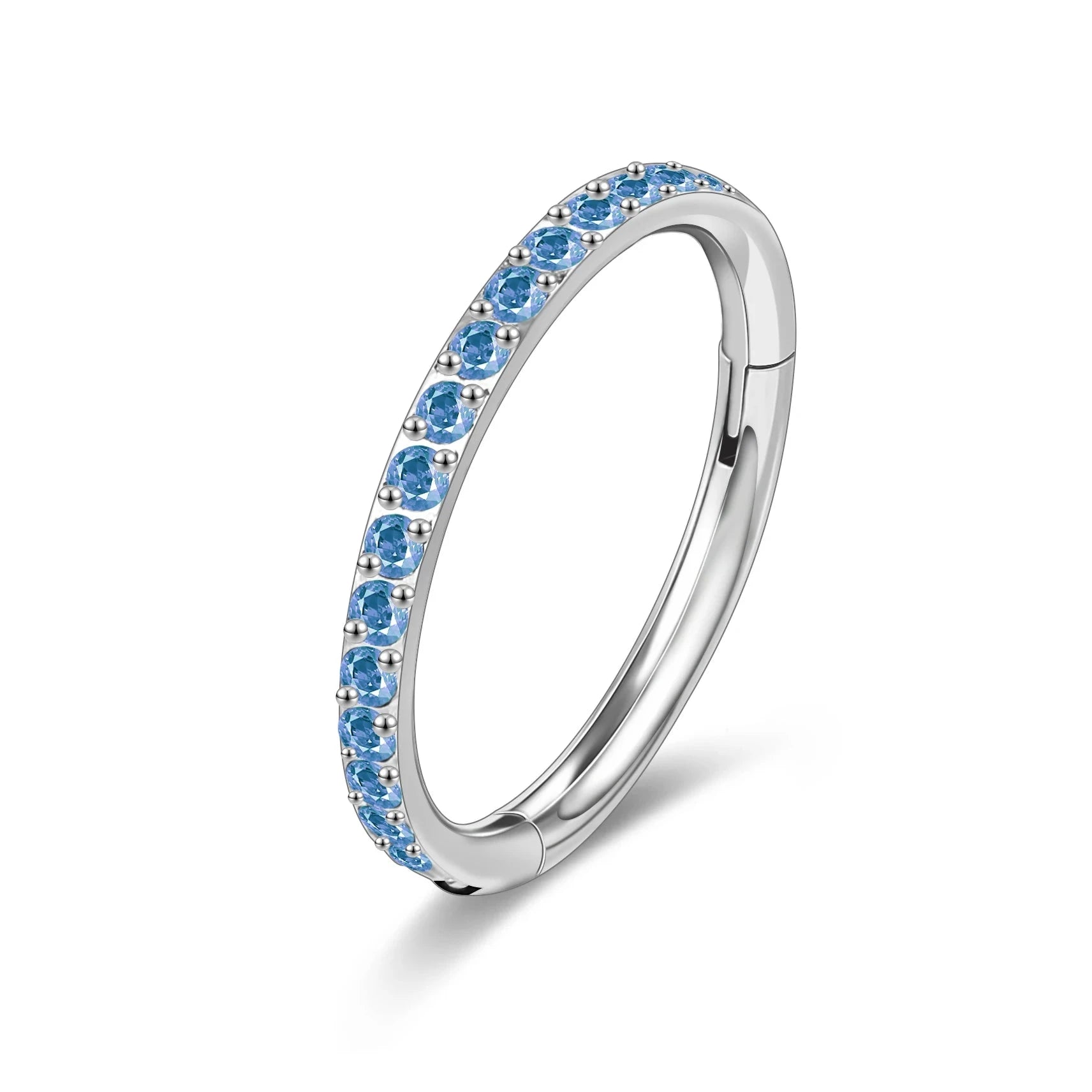 Opal Hinged Pitch PiercingBlue zircon1.2x8mm