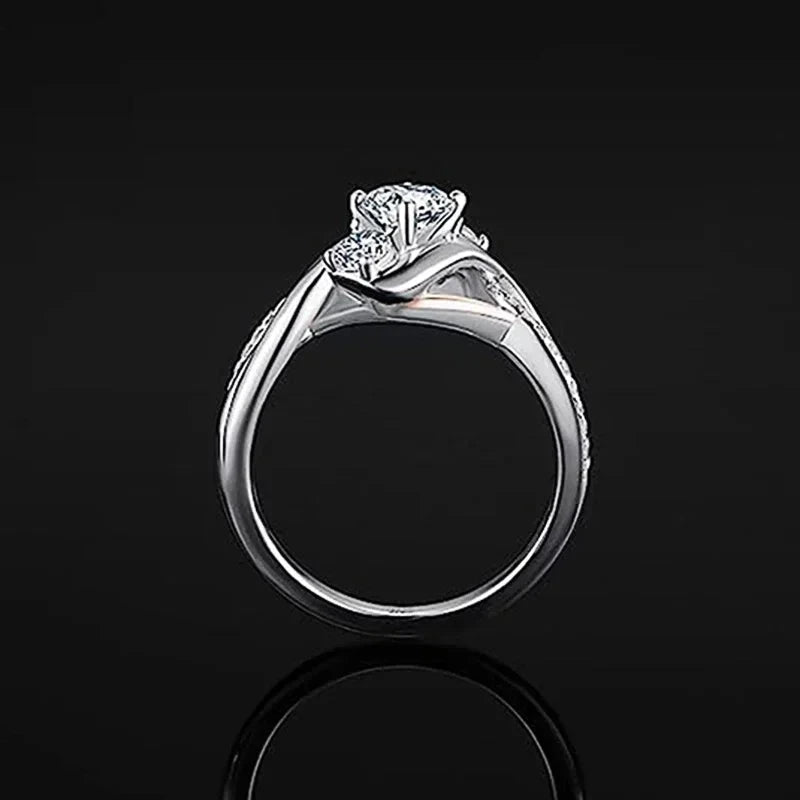 Elegant Crystal CZ Eternity Engagement Ring for Women