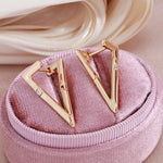 Triangular Zircon Earrings – 585 Rose Gold Color