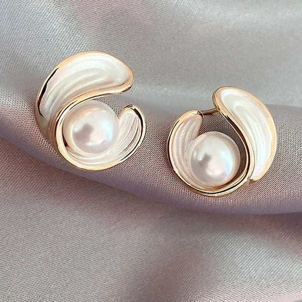 Exquisite Pearl & Enamel Earrings for Women