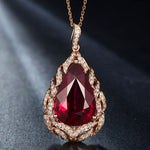 Water Drop Ruby Rose Gold Pendant NecklaceNecklace