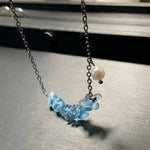 Natural Dark Blue Aquamarine Pendant Necklace