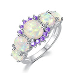 Fire Opal Ring Silver Plated Oval Round Stone RingOJ45839