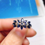 Marquise Shape Sapphire Resizable Silver RingRing