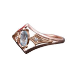 Rose Gold Marquise Blue Cubic Zirconia Elegant Women Rings