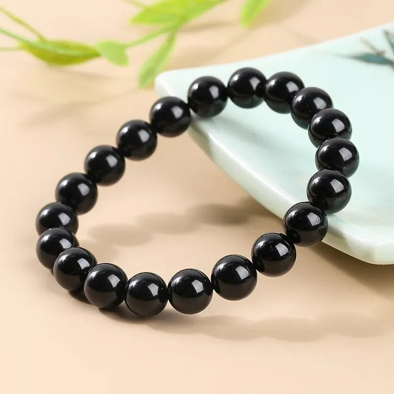 Pulsera Fashion Black Tourmaline Bead Bracelets Women Healing Crystals Yoga Meditation