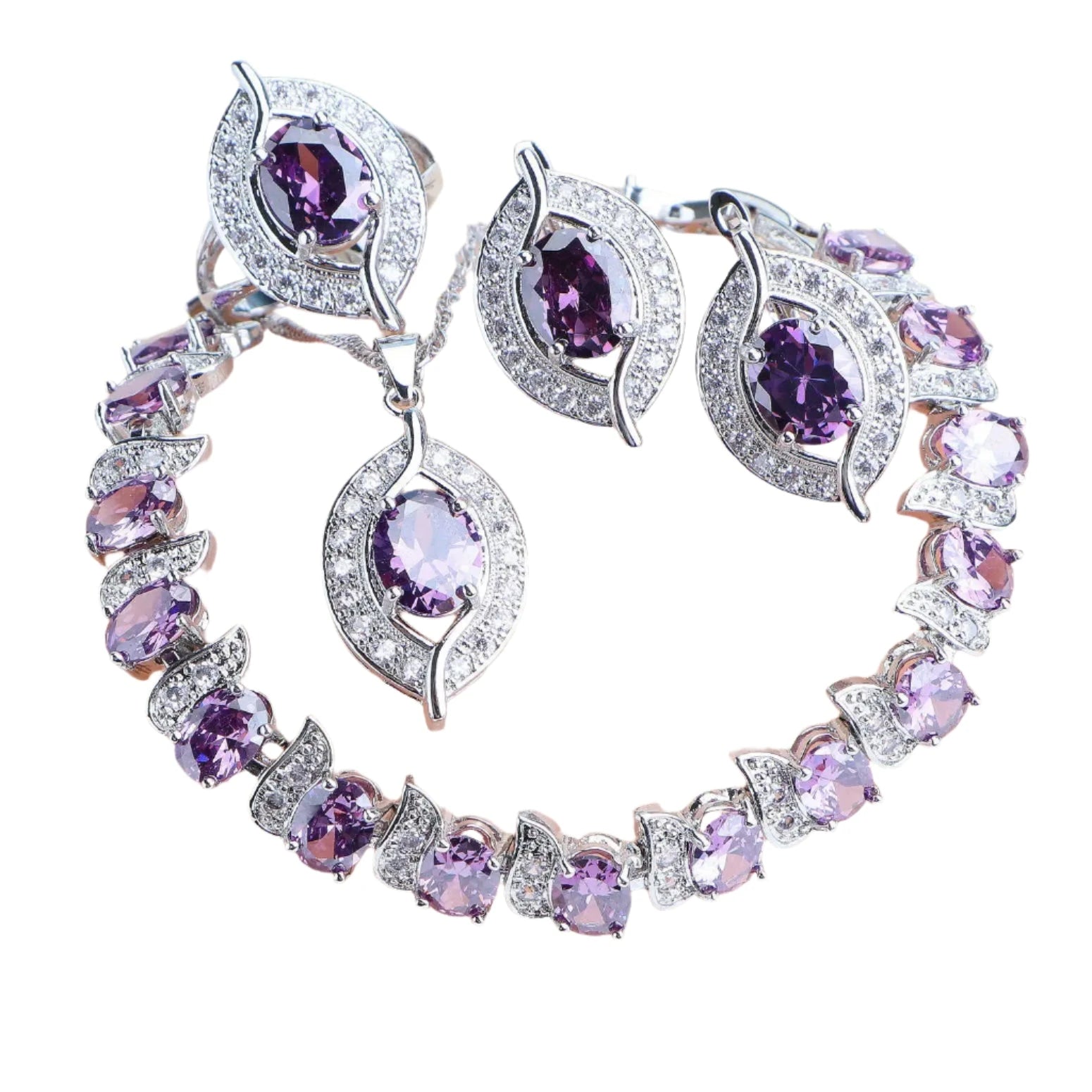 Purple Zircon Silver 925 Jewelry Sets