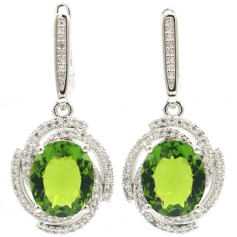 35x16mm Green Amethyst Peridot Color Changing Earringsperidot