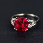 Created Square Ruby/Emerald Charm Silver RingRingRuby5