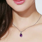 925 Sterling Silver Stone Pendant Chain Light Natural Amethyst Necklace