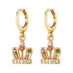 Luxury Gold Crystal Crown Drop Earrings for WomenCopper Earrings 1CHINA