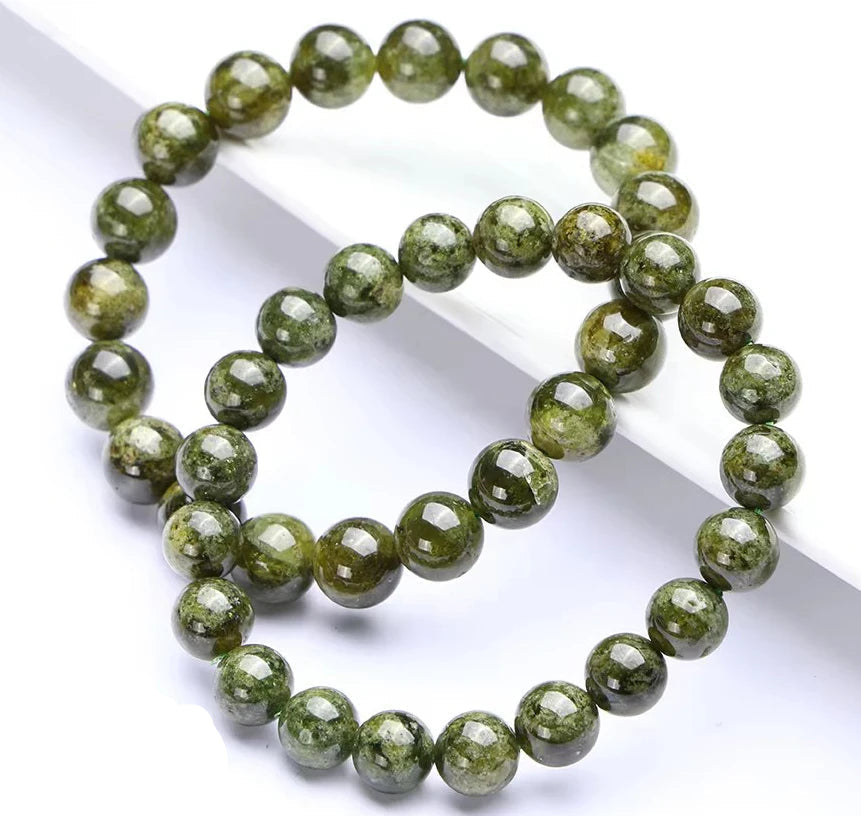 Natural Green Garnet Grossularite Loose Stone Beads