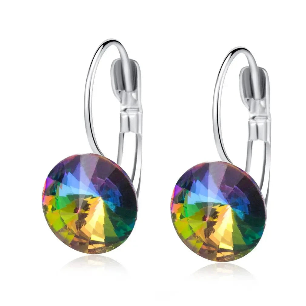 Sea Blue Crystal Hoop Earrings for Women, 9 Color OptionsMulticolor
