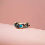 Colored Stone Ring Inlay Turquoise and South Red Tourmaline Rings