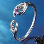 WOSTU 925 Sterling Silver Pisces Zodiac Open Ring Aries Sagittarius Cancer Lucky for Women Birthday Fine Jewelry Gift