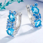 Aquamarine U Shaped Hoop Earrings for Women Fashion Jewelry