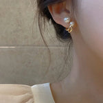 2024 New Retro Light Luxury Pearl Stud Earrings Korean Simple Jewelry Christmas Party Girl's Temperament Accessories For Woman