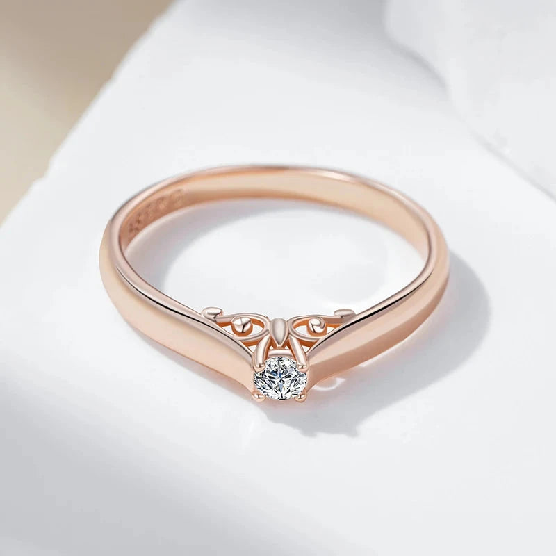 585 Rose Gold Color Natural Zircon Wedding Rings