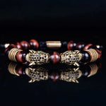 Double Leopard Head BraceletsBraceletGold red black cz