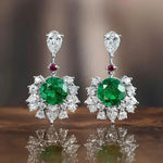 Luxury Green Crystal Drop Earrings – Women's Anniversary GiftE1041