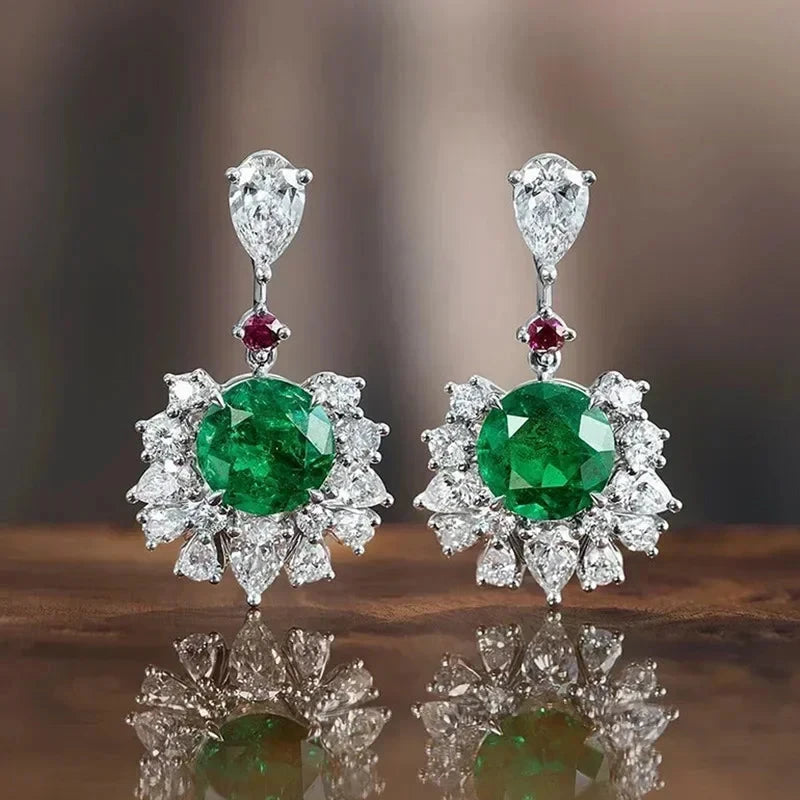 Luxury Green Crystal Drop Earrings – Women's Anniversary GiftE1041