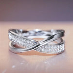 Two-Tone 925 Silver Cross Ring with Zircon