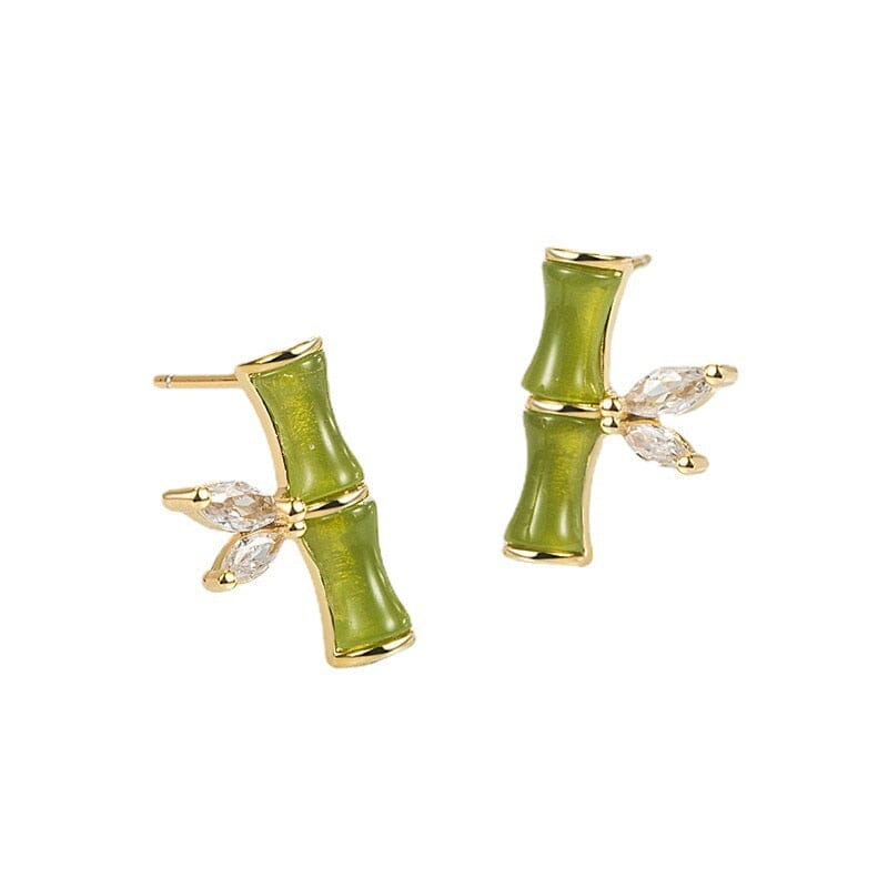Opal Stone Bamboo Shaped Stud EarringsEarrings