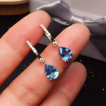 Silver inlaid classic water drop sapphire ear buckle fashion exquisite earrings