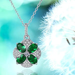 Flower Pendant Necklace Light Luxury Micro-inlaid Emerald