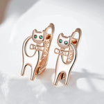 585 Rose Gold Cat Earrings For Women