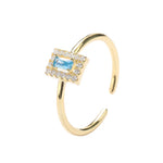 Sterling Silver 952 Diamond Sapphire Small Square Ladies Ring Open Light