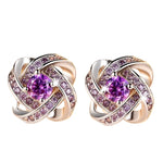 Genuine Amethyst Stud Silver Earrings