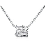 Oval Moissanite Pendant Necklace for Women4 Stones-SilverCHINA