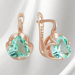 585 Rose Gold Color Luxury Earrings for WomenLight Green
