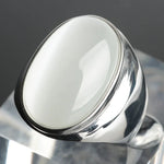 Vintage Gray Cat Eye Stainless Steel RingWhite-S12
