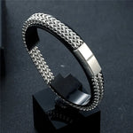 8MM Blue Stainless Steel Curb Chain BraceletDark Gold21cm