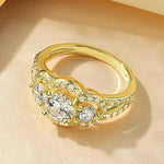 Rrjzz 14K Gold Plated Three Stone CZ Ringgold colorUS 10