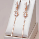 Rose Gold Long Tassel Spider Dangle Earrings For Women