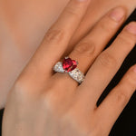 10*10mm Heart Ruby 925 Sterling Silver RingRing