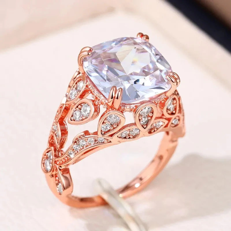Beautiful Hollow CZ Ring – Rose Gold & Silver
