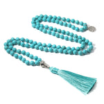 Turquoise Beads Knotted Necklace Meditation