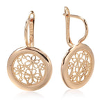 Luxury 585 Rose Gold Glossy Metal Flower Dangle Earrings for Women