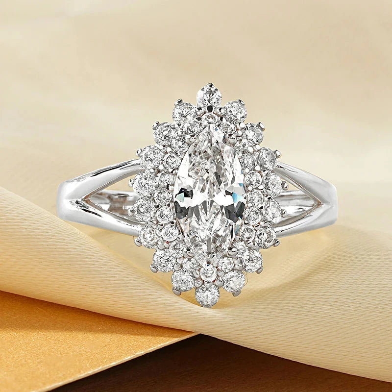 Sparkling Marquise CZ Bridal Ring – 14K Gold Plated Engagement Jewelry
