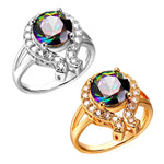 U7 White CZ Round Rainbow Topaz Gemstone Rings