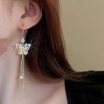 Trend Unique Design Elegant Delicate Zircon Butterfly Tassel Earrings