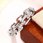 2025 Trendy Jewelry Chain Shape Finger Ring for Women Silver Color Shiny Zirconia Accessories Daily Life Fashion Lady GiftF176010