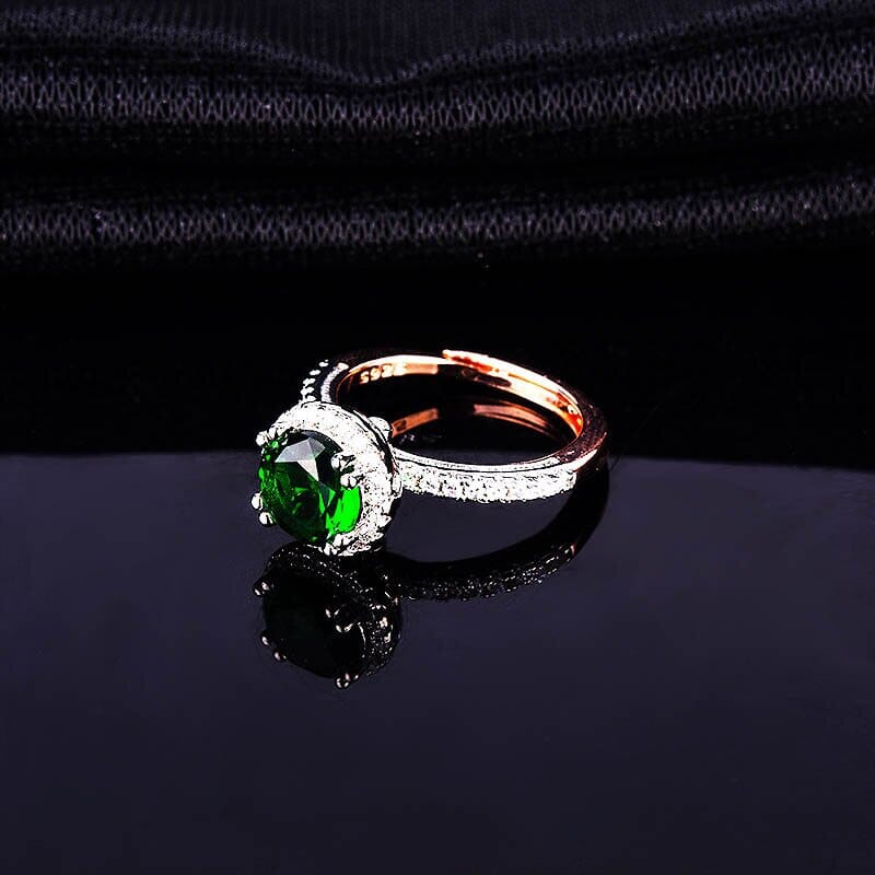 Emerald Silver and Rose Gold Plated Two-Color Resizable RingRing